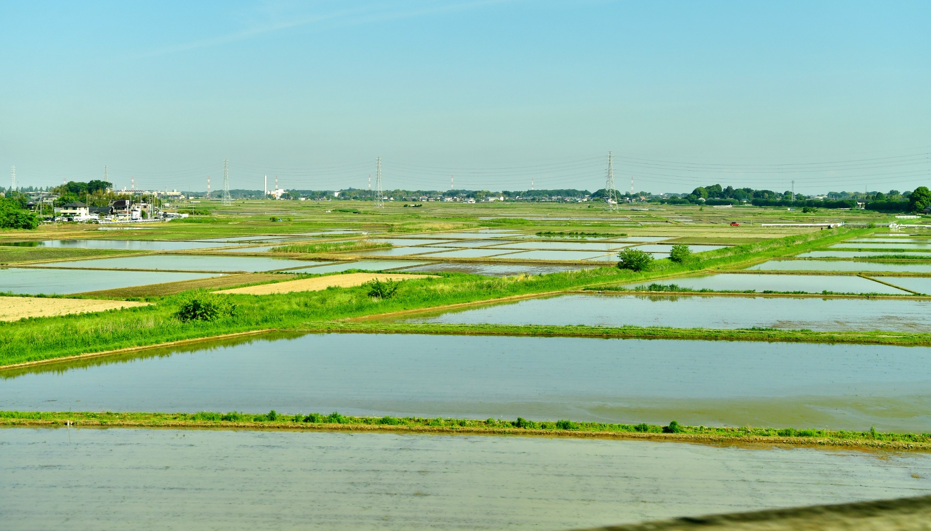 Vue sur la campagne japonaise depuis le shinkansen