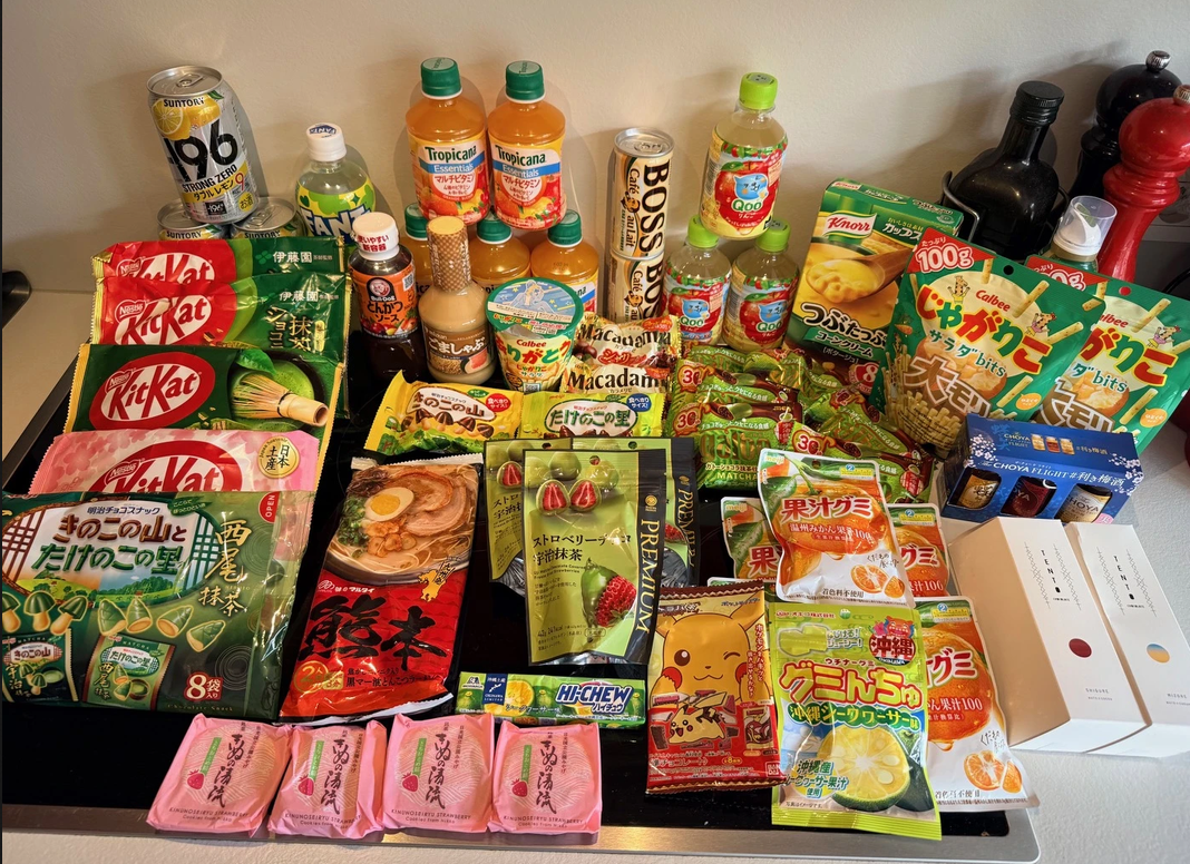 Boissons et snacks ramenés de mon voyage 2026